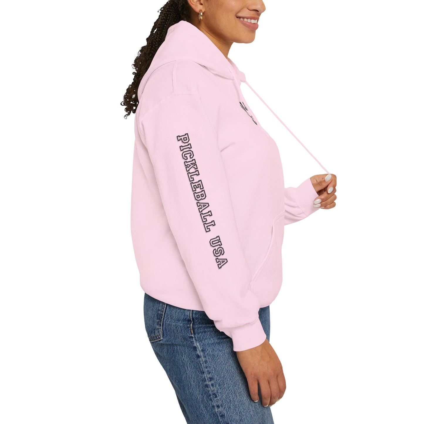 PICKLEBALL CLUB USA EMBLEN Unisex heavy duty hoodie with varsity letter sleeves
