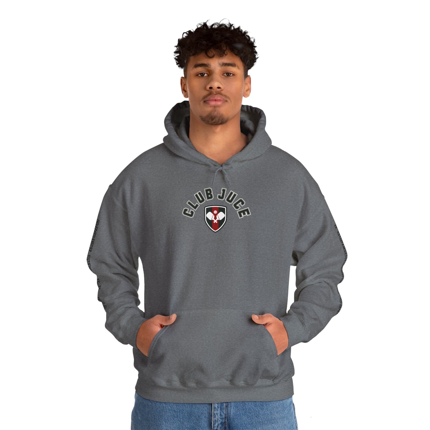 PICKLEBALL CLUB USA EMBLEN Unisex heavy duty hoodie with varsity letter sleeves