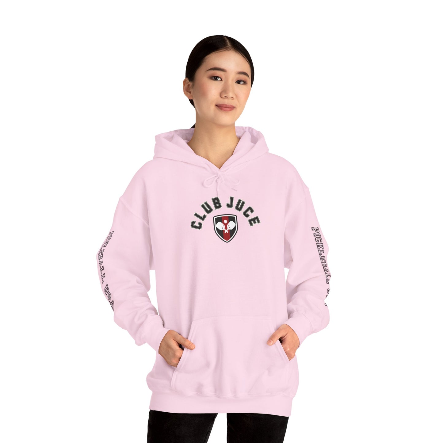 PICKLEBALL CLUB USA EMBLEN Unisex heavy duty hoodie with varsity letter sleeves