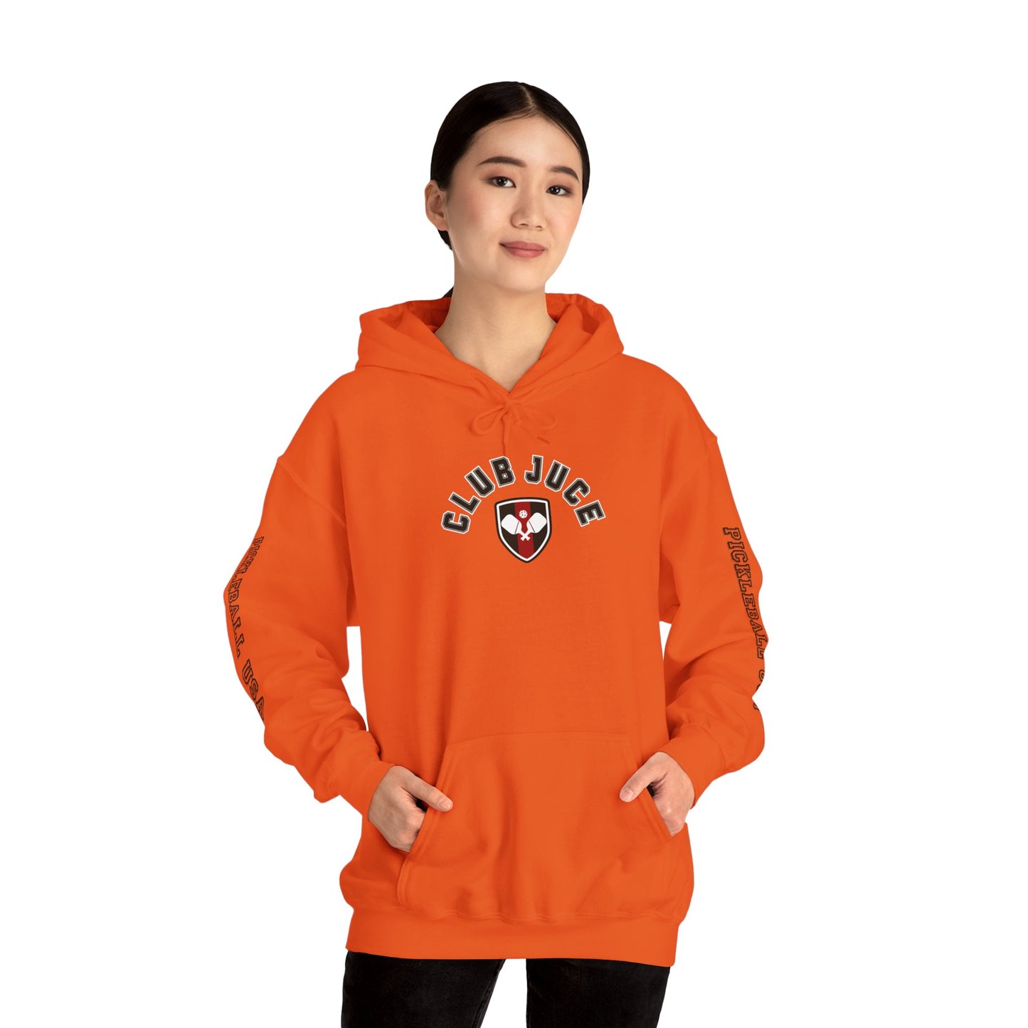 PICKLEBALL CLUB USA EMBLEN Unisex heavy duty hoodie with varsity letter sleeves
